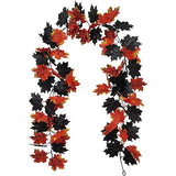 Garvee 5.9ft Artificial Fall Maple Leaves Garland Hanging Vine Garland Autumn Foliage Garland Decoration for Home Wedding Party Christmas Thanksgiving Halloween Black red