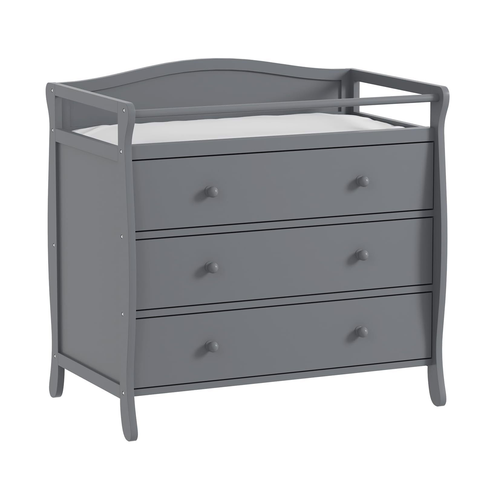 Garvee 3-Drawer Changing Table, Infant Diaper Changing Station with Drawers, Safety Rails & Strap,Nursery Dresser Chest with Changing Table Top,Baby