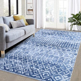 Garvee Large Area Rug 8x10 Rugs for Living Room Colourful Printed Rug Washable Rug Bobemian Low Pile Modern Rug Boho Throw Rugs Non Slip Area Rugs Bedroom Rug Home Office - Blue