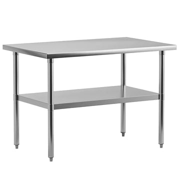 GARVEE 30"L x 24"W x 34"H Stainless Steel Work Table (No Wheels) - Heavy-Duty Food Prep Table with Casters for Commercial Kitchens and Restaurants