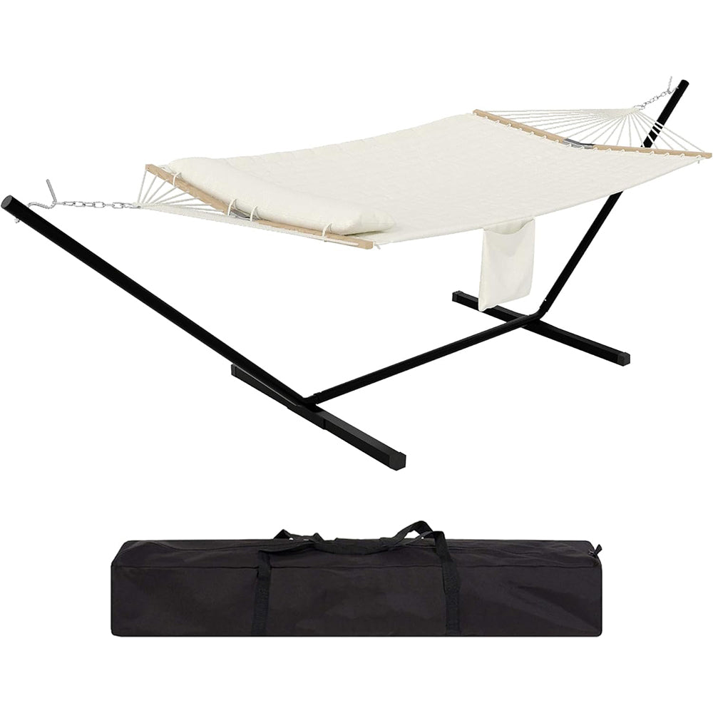 Garvee 2 Person Heavy Duty Double Hammock, With Collapsible Steel Frame – Backyard Oasis & Camping Essential 450lb Support, UV-Resistant + Storage Bag