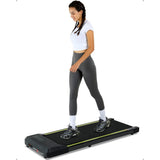 Garvee Walking Pad, No Assembly Needed Under Desk Treadmill with Remote Control, 2.25 HP Portable Treadmill for Office Home Exercise - Black - Black