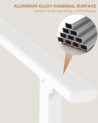 Garvee Handrails for Outdoor Steps, 4-5 Step Handrail, Metal Porch Railing, Black Wrought Iron, 56"x36"