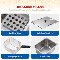 Garvee Commercial 10L+10L - 1500 Watts Dual Tank Electric Deep Fryer Stainless Steel Countertop Oil Fryer with Basket for Restaurant/Home Use (110V)