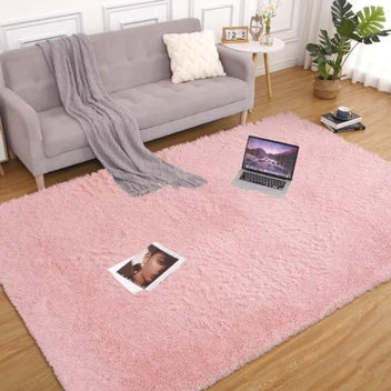 Garvee Fluffy & Sheepskin Light Pink 6x9 Area Rugs for Living Room, Fluffy Velvet Soft and Comfy Shag Accent Rug Carpet for Bedroom Living Room Fuzzy Shaggy Area Rug, Home Decor Rug Nursery Rug Carpets