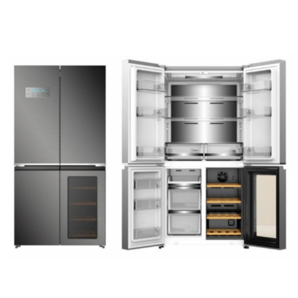 595L Refrigerator Colorful Stainless-Steel Fridge With Wine Cabinet