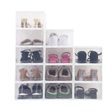 Garvee Shoe Organizer, 12 Pack Shoe Storage Box, Clear Plastic Stackable Sneaker Storage, All-in-One Space Saving Shoe Holder Case with Doors for Closet Under Bed Entryway, Sturdy & Durable