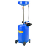 Garvee 20 Gallon Oil Drain Container Tank with 15 in Funnel, Adjustable Height 28"-62", Heavy-Duty Rust-Proof 360° Swivel Wheels, Built-in Toolbox for Garage & Auto Shop, Blue - Blue