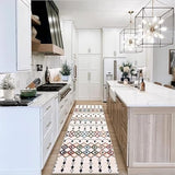 Garvee Vintage 2x6 Geometric Runner Rug Faux Wool Moroccan Design Non-Slip, Washable & Foldable for Living Room, Bedroom, Nursery - Tan & Ivory