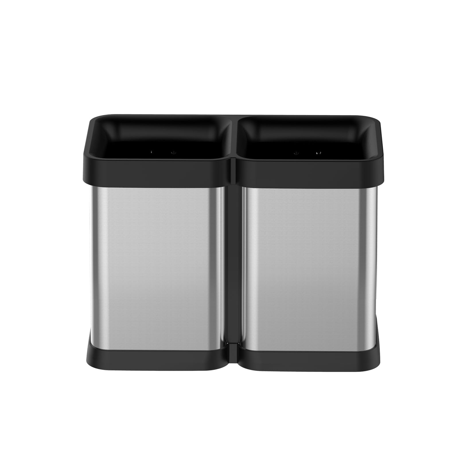 2x5.3 Gallon Kitchen Trash Can, Dual Compartment Waste Bins, Open Top, No Lid Stainless Steel Trash Bin for Kitchen, Office, Restaurant