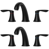 Garvee Bathroom Faucet, 8 Inch Bathroom Faucets for Sink 3 Hole, Widespread Brushed Nickel Bathroom Faucet with Pop up Drain and cUPC Lead-Free Hose (Matte Black 2 Packs) - Matte Black