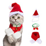 Garvee 3pcs Pet Christmas Costume Outfit Set,Pet Christmas Scarf Hat Set Cat Dog Polar Fleece Dress Up Clothes Cosplay Outfit for Christmas Decor
