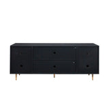 Garvee Boho TV Stand with Rattan Door Modern Entertainment Center for 65 Inch TV 180x40x72cm Natural Color