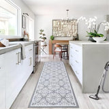 Garvee Vintage Floral Area Rug 2x6 Runner Rug Washable Hallway Runners Non-Slip Soft Entryway Rug Runner Indoor Faux Wool Throw Rug Non-Shedding Floor Carpet for Bedroom Bedside Laundry Kitchen Grey - Gray