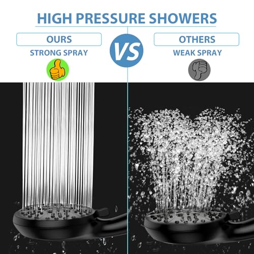 24-Setting High Pressure 3-Way Shower Head Combo, Hand Held Shower & Rain Shower Separately or Together, 5" Dual 2 in 1 Showerhead with Stainless Steel Hose