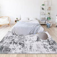Area Rug Living Room 3x5 Modern Abstract Anti-Slip Area Rug Low Pile Distressed Rug Machine Washable Coastal Grey Rugs Floor Mats for Home High Traffic Area