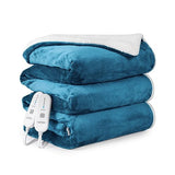 Garvee Electric Blanket King Size 90" x 100", Large Thickened Sherpa Heated Blanket with Dual Control 5 Heat Levels & 10 Hours Auto Off, Machine Washable Fast Heating Blanket King Size, Teal - blue