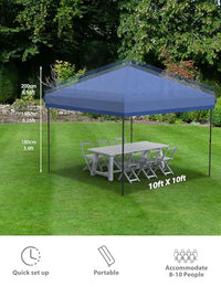 10ft x10ft Pop Up Canopy Tent with 4Pcs Sidewalls, Portable Instant Commercial Canopy with 4 Stakes, 4 Ropes, 4 Sandbags for Farmers' Market, Patio, Outdoor, Camping
