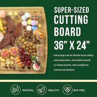 20 Inch Extra Large Bamboo Wood Cutting Board for Kitchen, Wooden Chopping Board with Juice Groove for Meat, Vegetables and Cheese, Reversible Charcuterie Board