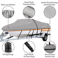 Boat Cover, 600D Waterproof Trailerable Marine Grade Polyster Canvas Fits V-Hull, Tri-Hull Fishing Boat, Runabout, SKi Boat, Bass Boat, up to (Length 23ft-24ft Beam Width Up to 102 Inch)