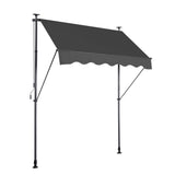 Garvee Manual Retractable Patio Awning + Waterproof UV Protection + Height Adjustable + Polyester Fabric + Drill-Free Installation + Aluminum Alloy Frame + Suitable for Backyards, Gardens, Balconies - Gray