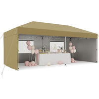 Garvee 10'x20' Pop-Up Canopy Tent - 210D Oxford Fabric Portable Instant Commercial Tent with 4 Sidewalls, 12 Stakes & 6 Sandbags for Events, Khaki