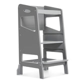 Garvee Toddler Kitchen Stool Tower, Step Stool for Kids, Height Adjustable Stool Helper With Safety Rail, Toddler Tower for Learning New Skills，Toddlers Stool Helper for Counter & Sink, Chalkboard, Anti-Slip - Gray
