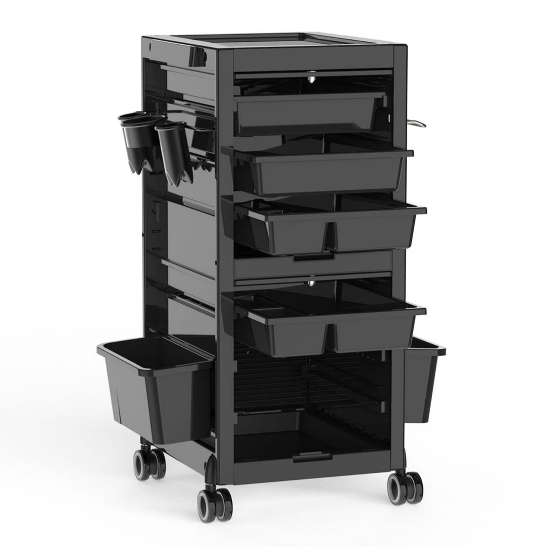 Salon Tool Storage Trolley Rolling Cart with 6 Trays & 3 Heat Resistant Appliance Holder, SPA Beauty Hairdressing Lockable Tool Cart with 2 Keys - Extra Storage New Upgrade