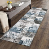 Garvee Runner Rug 2x8 Machine Washable Hallway Rug Abstract Modern Geometric Area Rug Non-Slip Distressed Throw Floor Carpet for Kitchen Laundry Room, Blue Grey - Blue Gray