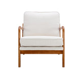 Garvee Arm Chair Solid Wood Frame Curved Edges Wooden Legs Beige For Living Room Bedroom Office