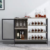 Garvee Bar Cabinet Liquor Cabinet Bar for Home, Wine Cabinet with Removable Wine Rack and Glass Holder, Coffee Bar Cabinet with Storage, Corner Cabinet Home Bar Furniture (Grey)