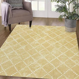 Garvee Modern Geomtric Rug 9x12 Non-Slip Throw Rug Moroccan Rug Low-Pile Non-Shedding Area Rug for Laundry Bathroom Bedroom, Beige Yellow - Beige Yellow