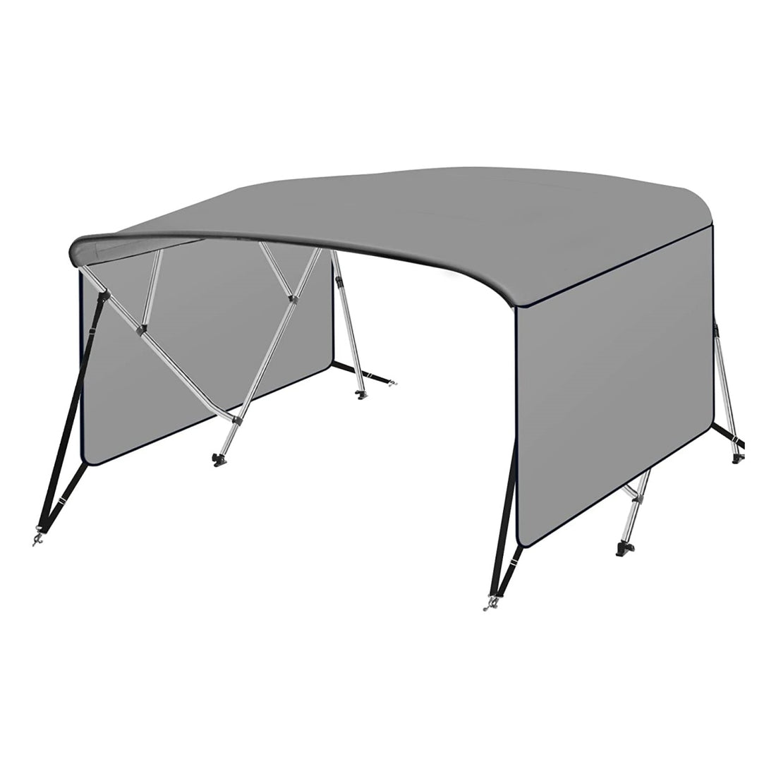 4 Bow Bimini Top Boat Cover with 1 Inch Aluminum Alloy Frame, Include 2 Straps, 2 Adjustable Rear Support Pole, Zippered Storage Boot, PU Coating Canvas