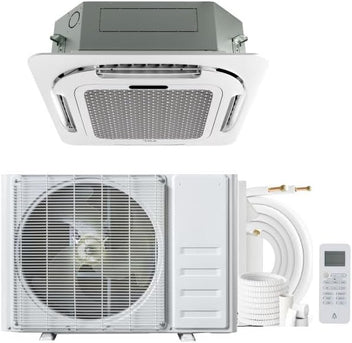 Garvee 9000 BTU Ceiling Cassette Mini Split AC, 8-Way 360° Airflow, Remote Controller, Ductless Cooling&Heating Ceiling Air Conditioner, 208/230V, 25ft Kit