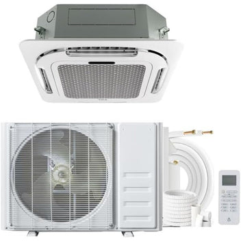 Garvee 18000 BTU Ceiling Cassette Mini Split AC, 8-Way 360° Airflow, Remote Controller, Ductless Cooling&Heating Ceiling Air Conditioner, 208/230V, 25ft Kit