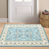Garvee 4x6 Rug for Living Room Floral Throw Rugs with Rubber Backing Washable Rugs Bedroom Rugs Soft Rug No Shedding Floor Mats Vintage Area Rugs for Entryway Office Rug Aqua 4'x6' - Blue