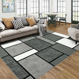 Garvee Geometric Modern Rug 4x6 Rug for Living Room Washable Rugs Non Slip Rug Contemporary Carpet for Bedroom Soft Rug Stain Resistant Floor Mats Classroom Office Rug Grey 4'x6' - Gray