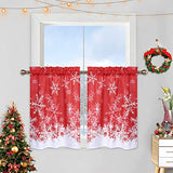 Garvee Kitchen Curtains 36 Inches Long, Christmas Snowflake Pattern Bathroom Window Curtain, Xmas Decorations Cafe Curtains Small Half Window Treatment Set, Set of 2 - Snowflake