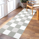 Garvee Runner Rugs for Living Room, Washable 2x6 Area Rugs Ultra-Thin Foldable, Modern Print Decorative Plaid Rugs for Bedroom Dining Room, Grey & White - Gray