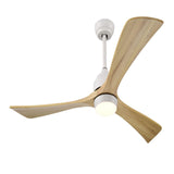 Garvee Solid Wood Ceiling Fans With Lights 6 Speed Quiet DC Motor 3 Blade Propeller Indoor Living Room Bedroom White Wood Color