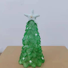 Garvee Christmas Tabletop Ornaments, Christmas Tree Shape Resin Sea Glass Christmas Tree Ornaments for Living Rooms Bedrooms Dining Tables Holiday Decoration - Emerald Color
