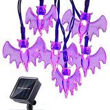 Garvee LED Solar Light with Bat Bubble Colored Lights, Purple Light 8-Mode Ghost Inns Room Decorative Colored Lights for Halloween Parties, Outdoor Courtyard Decoration, House Interior, Purple Bat Style - Purple