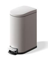 Garvee 2.6 Gal Metal Bathroom Trash Can with Lid, Slim Waterproof Step-On Bin, Grey, Compact Size - Grey