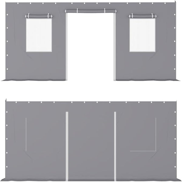 Garvee Carport Sidewall Replacement 1020-1320-180G Waterproof UV Protected Heavy Duty 180gsm PE Material Roll-Up Doors Mesh Windows Gray Garage Shelter