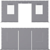 Garvee Carport Sidewall Replacement 1020-1320-180G Waterproof UV Protected Heavy Duty 180gsm PE Material Roll-Up Doors Mesh Windows Gray Garage Shelter