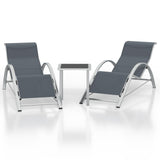 Garvee 3-Piece Aluminum Patio Chaise Lounge Set, 2 Outdoor Recliners + 1 Table for Poolside & Garden, Gray - Gray