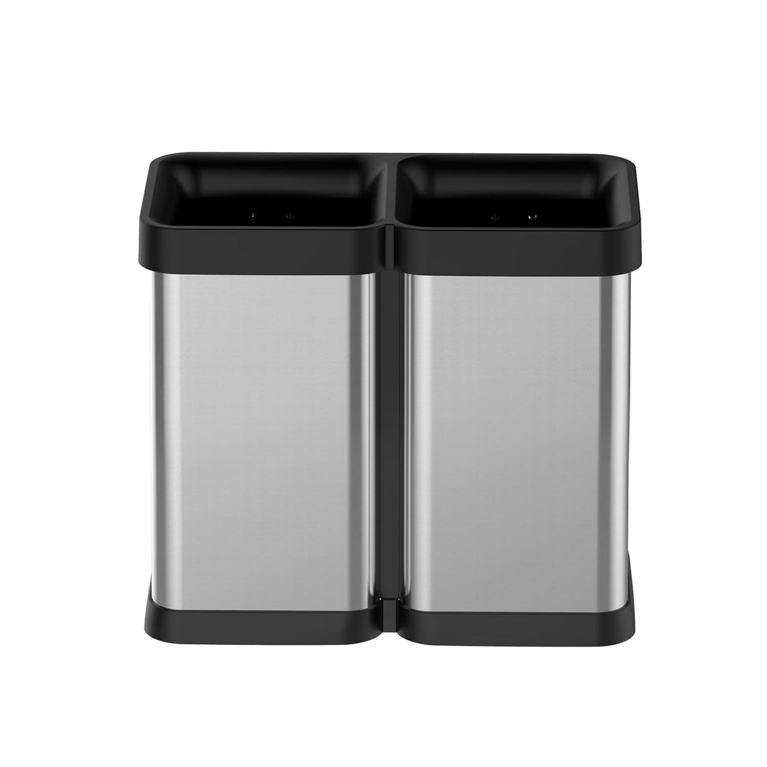 2x6.6 Gallon Kitchen Trash Can, Dual Compartment Waste Bins, Open Top, No Lid Stainless Steel Trash Bin for Kitchen, Office, Restaurant