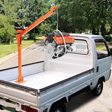 Garvee 1100 lb Electric Pickup Truck Crane with Electric Winch 3500 lb 12V, Folding Truck-Mounted Crane, Painted Steel Pickup Truck Jib Cranes Hoist 360° Swivel for Lifting Goods in Construction Factory - Orange