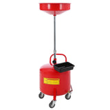 Garvee 8 Gallon Waste Oil Drain Tank, Portable Oil Drain Container, Air Operated Drainer, Fluid Fuel Transfer Drainage, Adjustable Funnel Height with Wheel &15'' Premium Bowl and a Toolbox, Red - Red