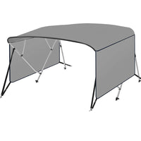 Garvee 4 Bow Bimini Top Boat Cover, 8' L x 54" H x 91"-96" W Boat Canopy with 1” Aluminum Alloy Frame, Include 2 Straps, 2 Adjustable Rear Support Pole, Zippered Storage Boot, PU Coating Canvas